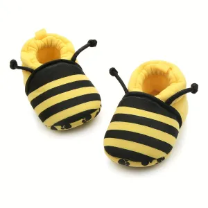 1pair Baby Infant Solft Sole, Create Bee Design Cartoon Bee Cotton Sole, Soft Unisex Shoes For Toddlers Baby First Walkers