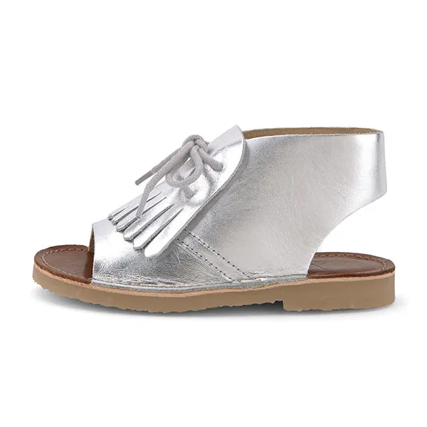 Agnes Kilted Kids Sandal Silver Leather