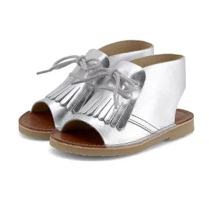 Agnes Kilted Kids Sandal Silver Leather