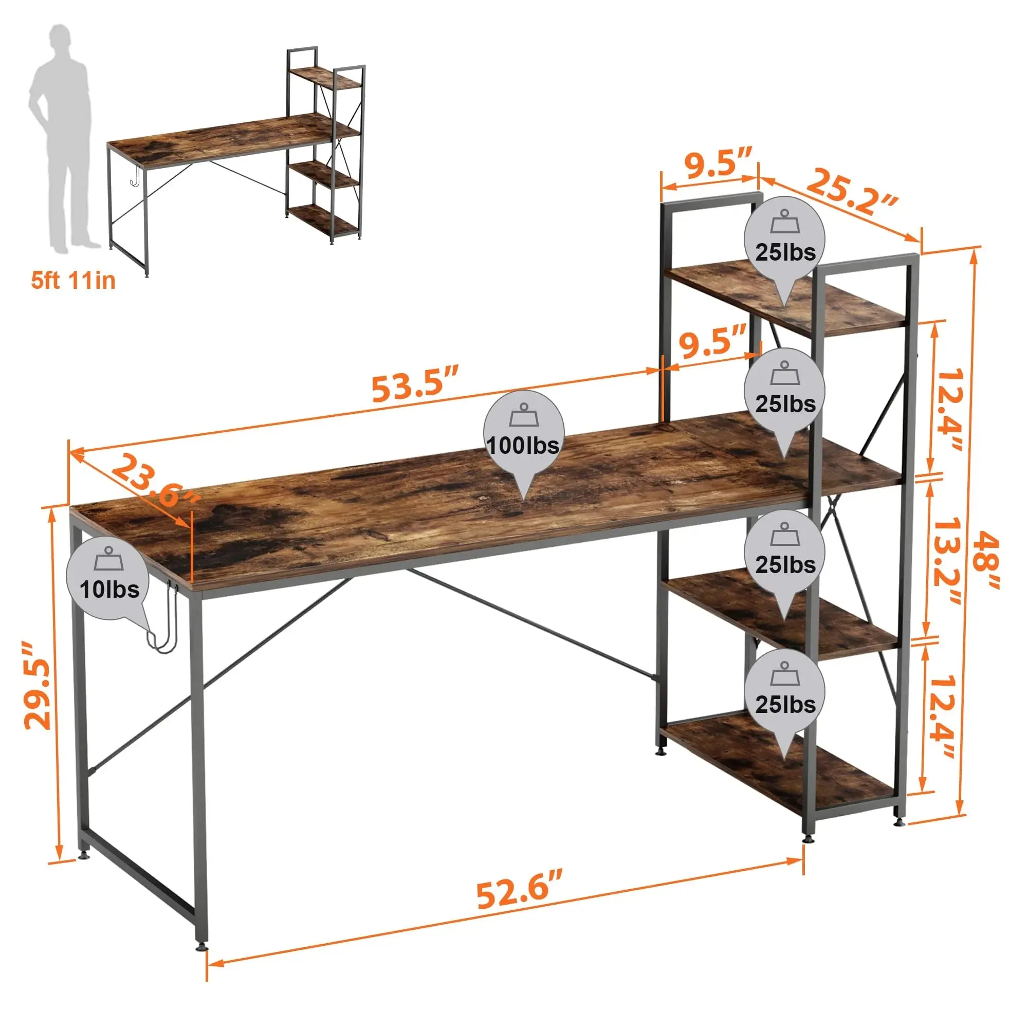 Bestier Computer Office Desk with Steel Frame