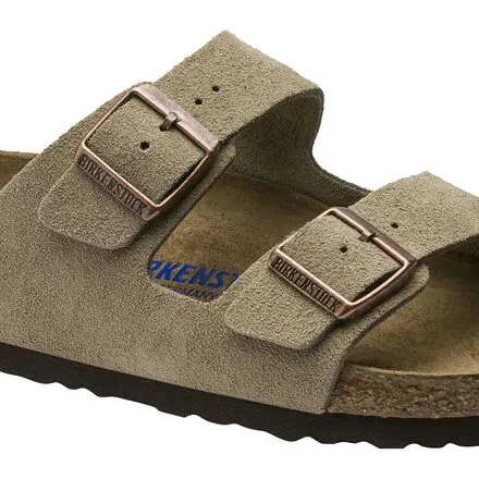 Birkenstock Women's Narrow Suede Sandals with Padded Insole in Taupe Suede