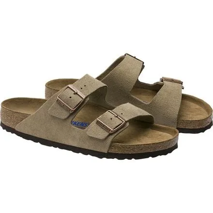 Birkenstock Women's Narrow Suede Sandals with Padded Insole in Taupe Suede