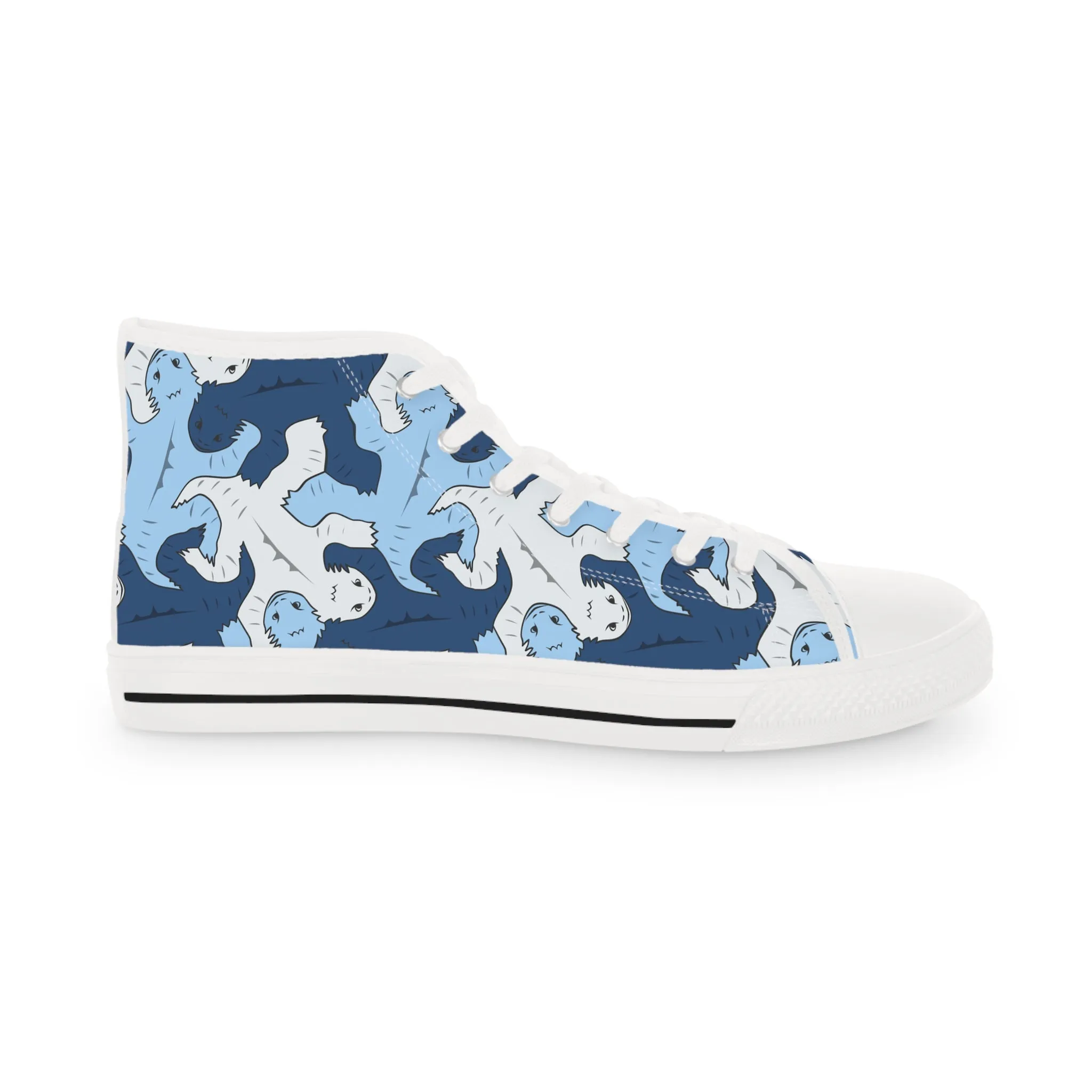 Blue & Gray Lizard Tessellation Men's High Top Sneakers