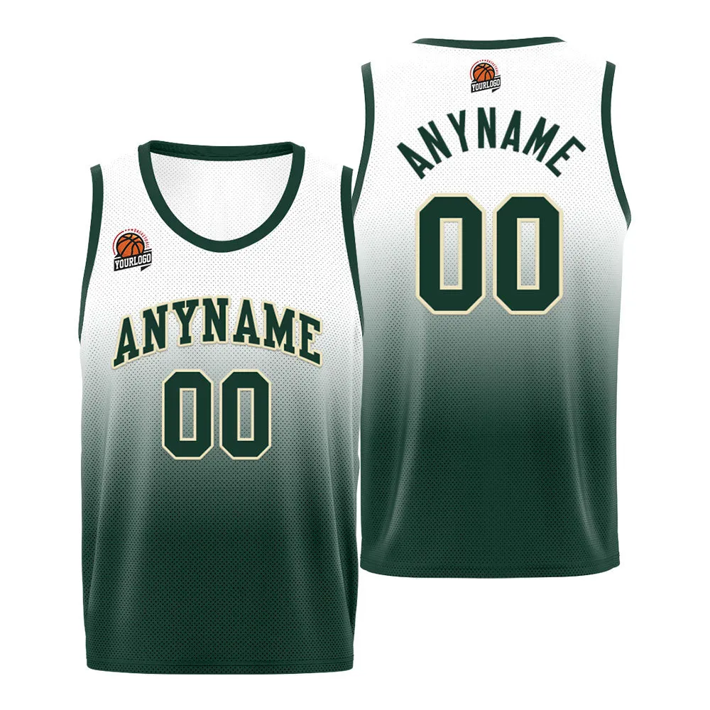 Custom Basketball Jersey Personalized Stitched Team Name Number Logo Green&Cream