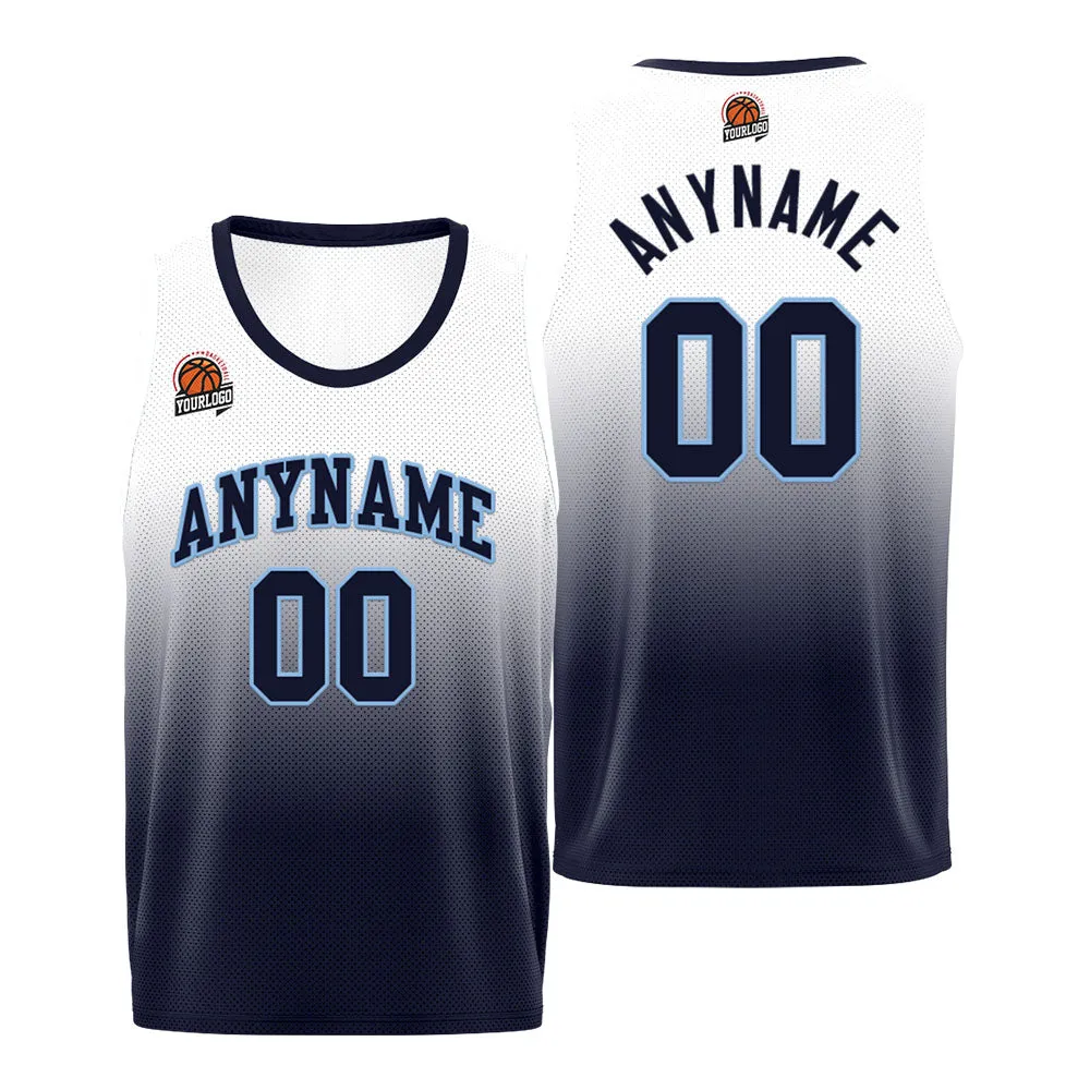 Custom Basketball Jersey Personalized Stitched Team Name Number Logo Light Blue&Navy