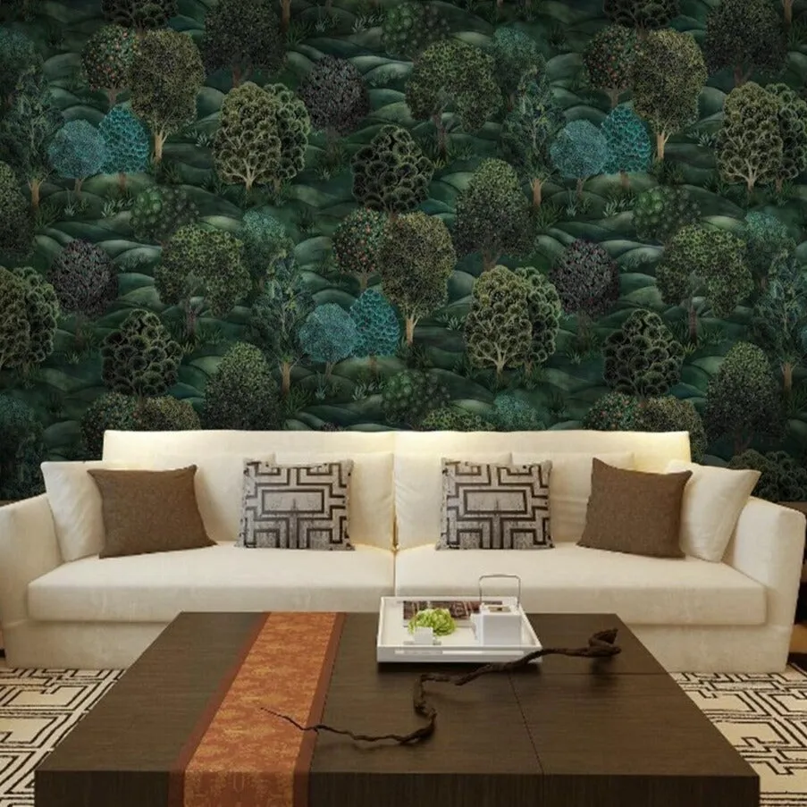 Custom Mural Minimalist Forest Trees Wallpaper (㎡)