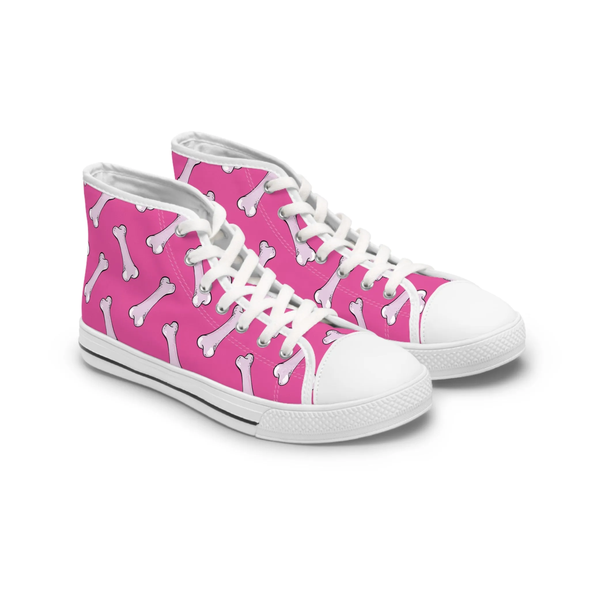 Cute White Bones Women's High Top Sneakers