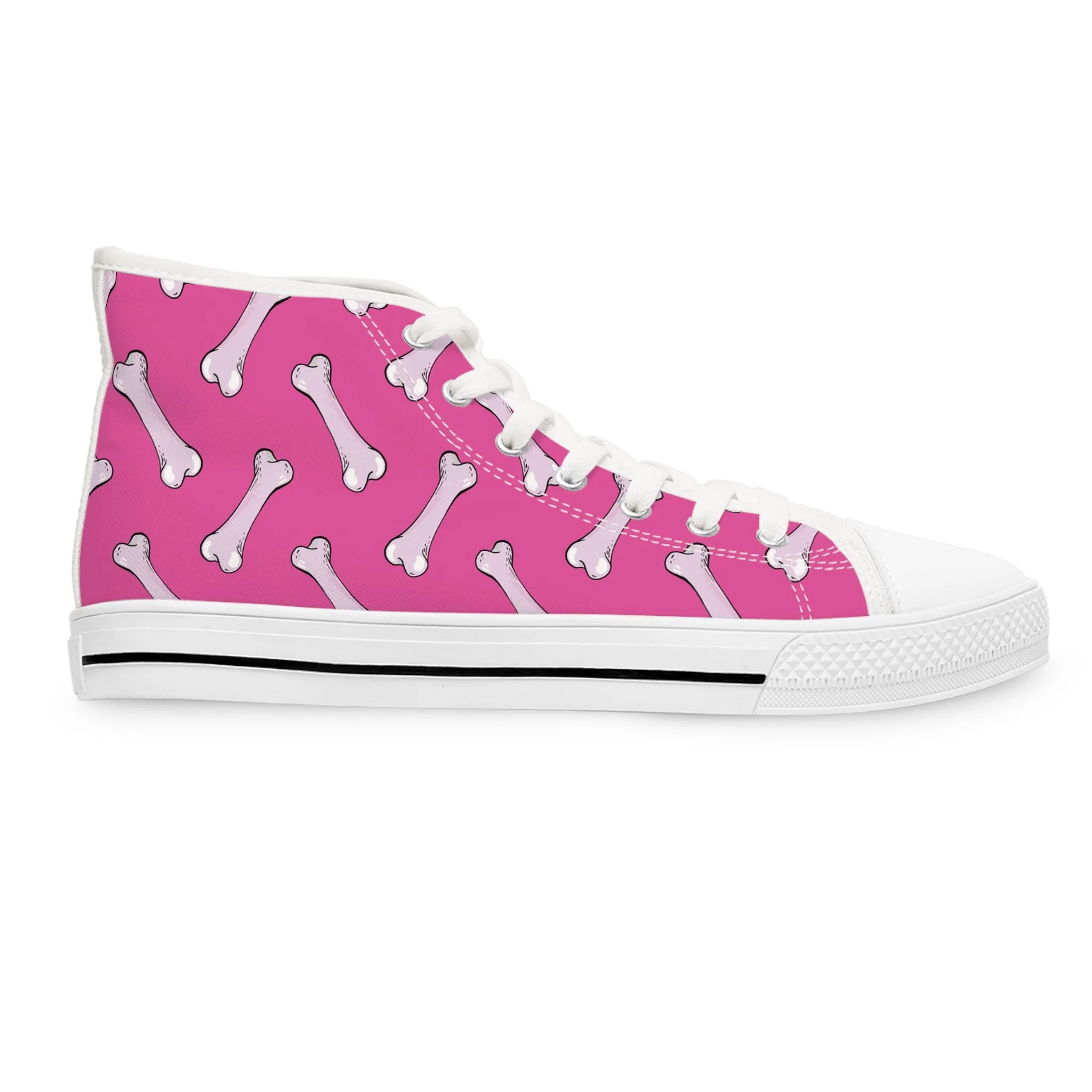 Cute White Bones Women's High Top Sneakers