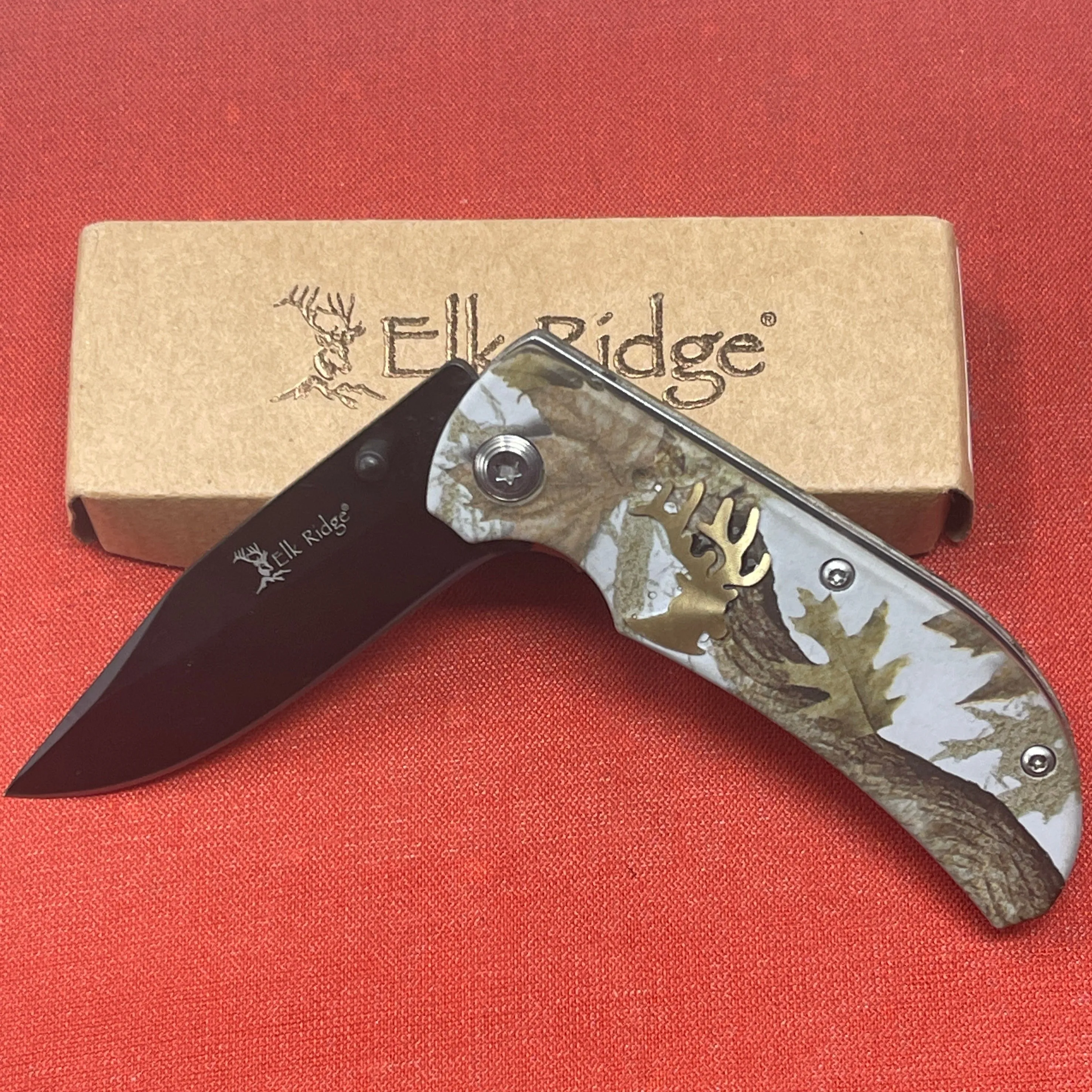 Elk Ridge 118CA UK EDC Woodland Folding Knife - 2.5" Clip Point Locking Blade