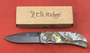 Elk Ridge 118CA UK EDC Woodland Folding Knife - 2.5" Clip Point Locking Blade