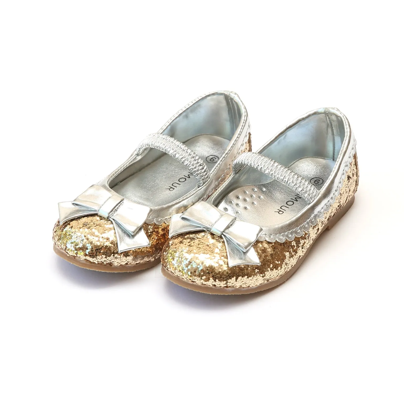 Flats Glitter Bow Elastic Strap | Ariel