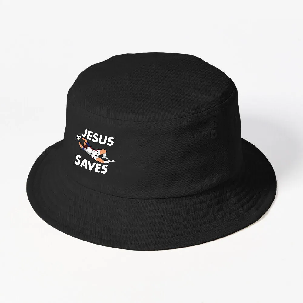 Funny Soccer Christian Tees Jesus Saves Bucket Hat