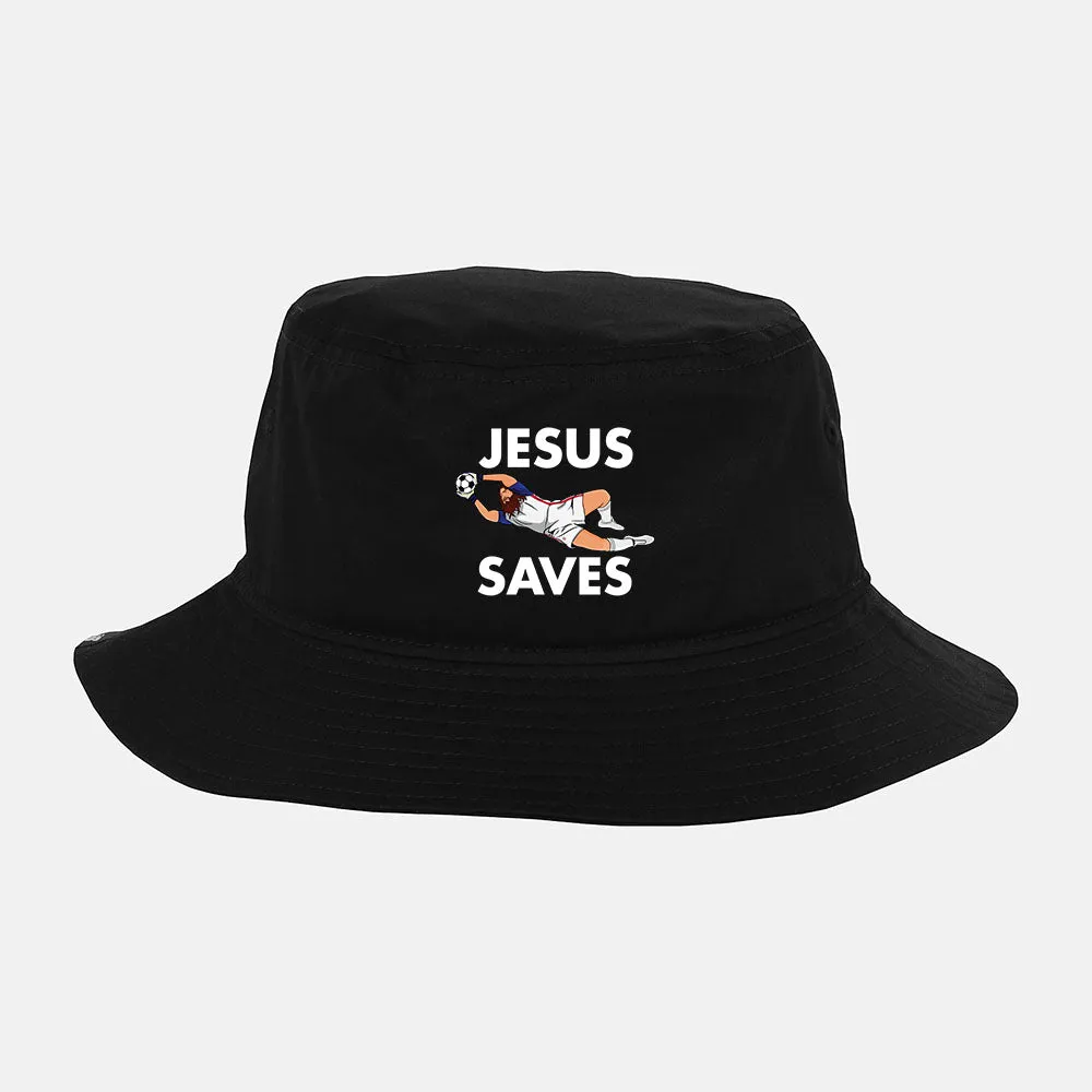 Funny Soccer Christian Tees Jesus Saves Bucket Hat