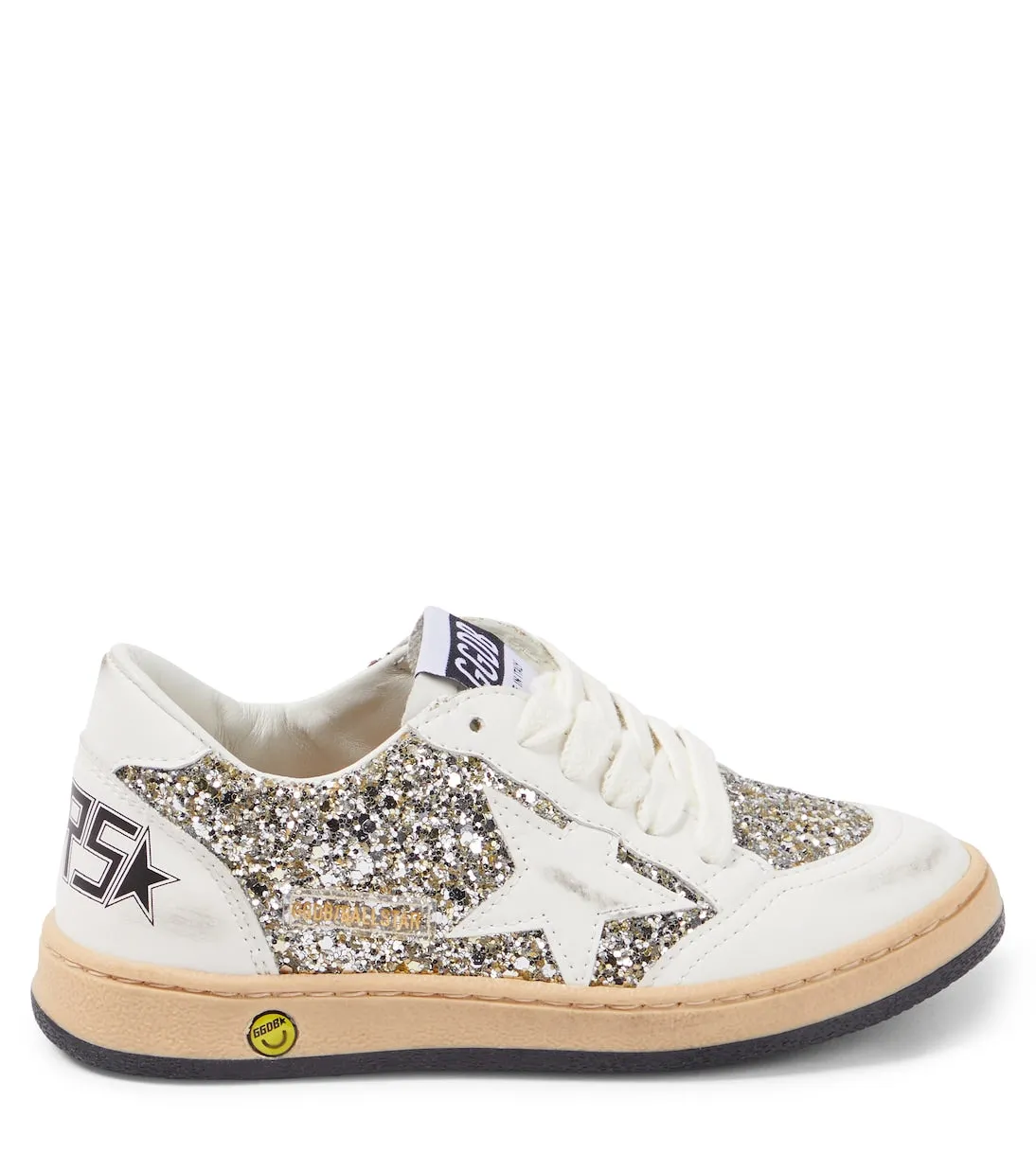 Golden Goose Kids glitter leather ball star sneakers, white