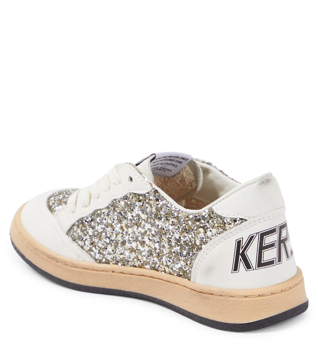 Golden Goose Kids glitter leather ball star sneakers, white