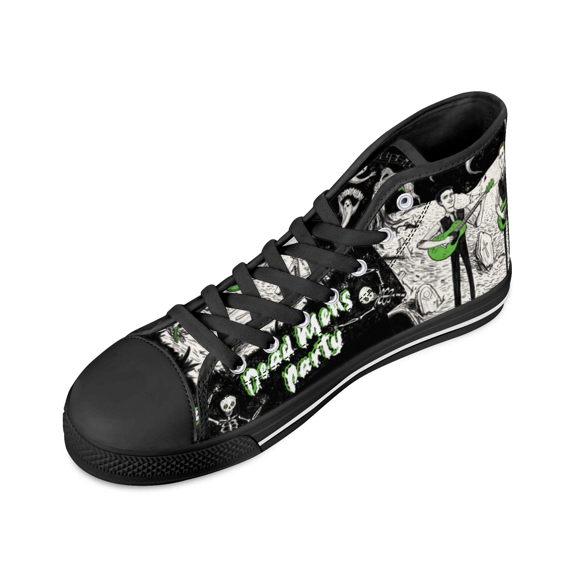 High Top Canvas Sneakers | Printed Tongue | Halloween themed Goth shoes | Spooky Season gift | Oingo Boingo