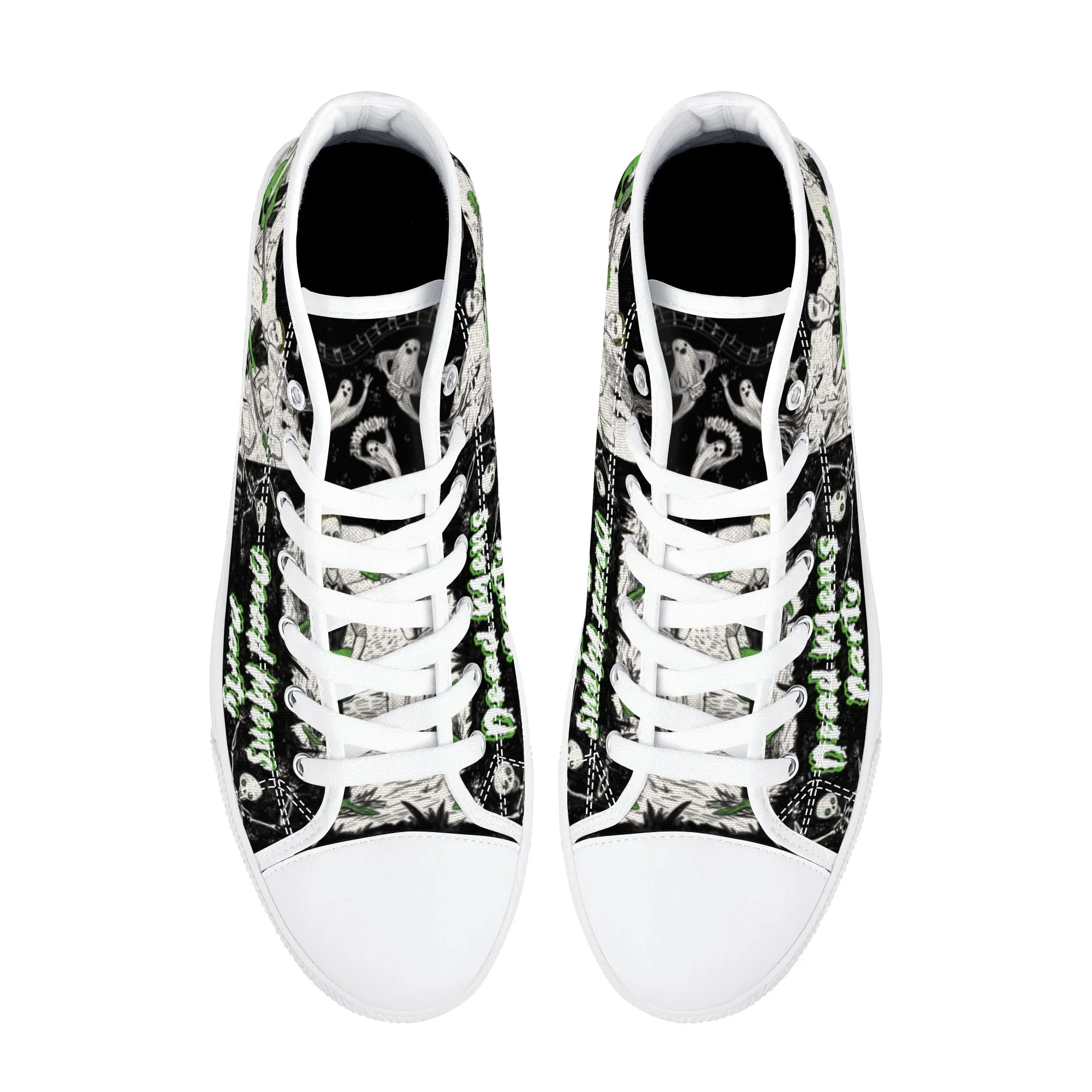 High Top Canvas Sneakers | Printed Tongue | Halloween themed Goth shoes | Spooky Season gift | Oingo Boingo