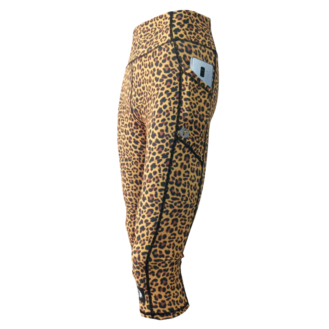 High Waist Funky 3/4 Leggings - Leopard