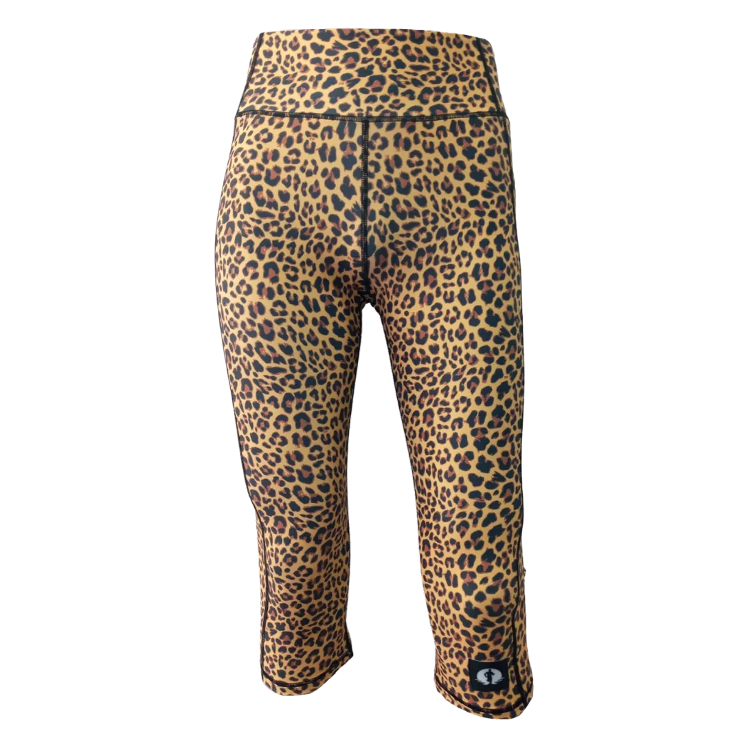 High Waist Funky 3/4 Leggings - Leopard