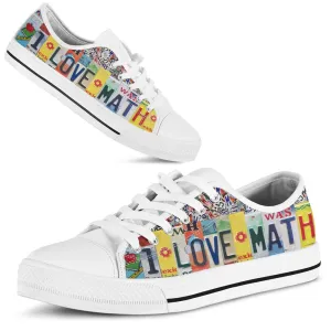 I Love Math License Plates Low Top Shoes, Teacher Shoes, Low Top Sneakers