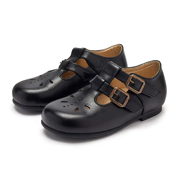 Lucy Velcro T-Bar Kids Shoe Black Leather