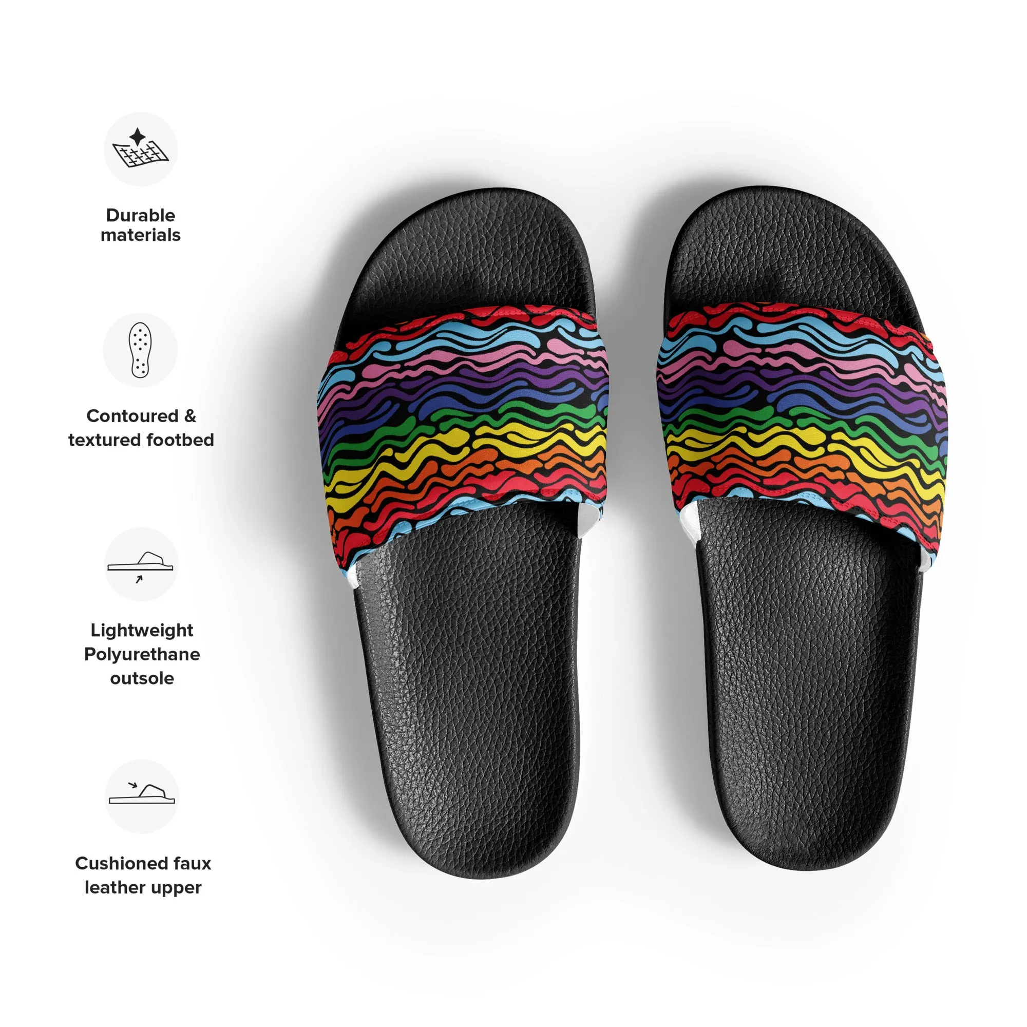 Modern Rainbow Wave Men’s slides