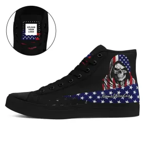 Personalized Patriotic Sneakers, Custom USA-Flag Shoes, Best Gift for Veteran, Dad, Son