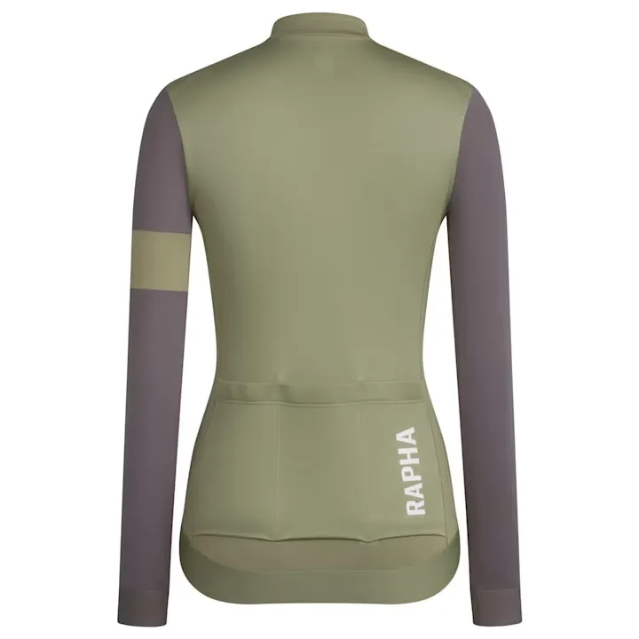 RAPHA Pro Team Training Long Sleeve Women Jersey AW2023 - OGK Olive Green/Mushroom