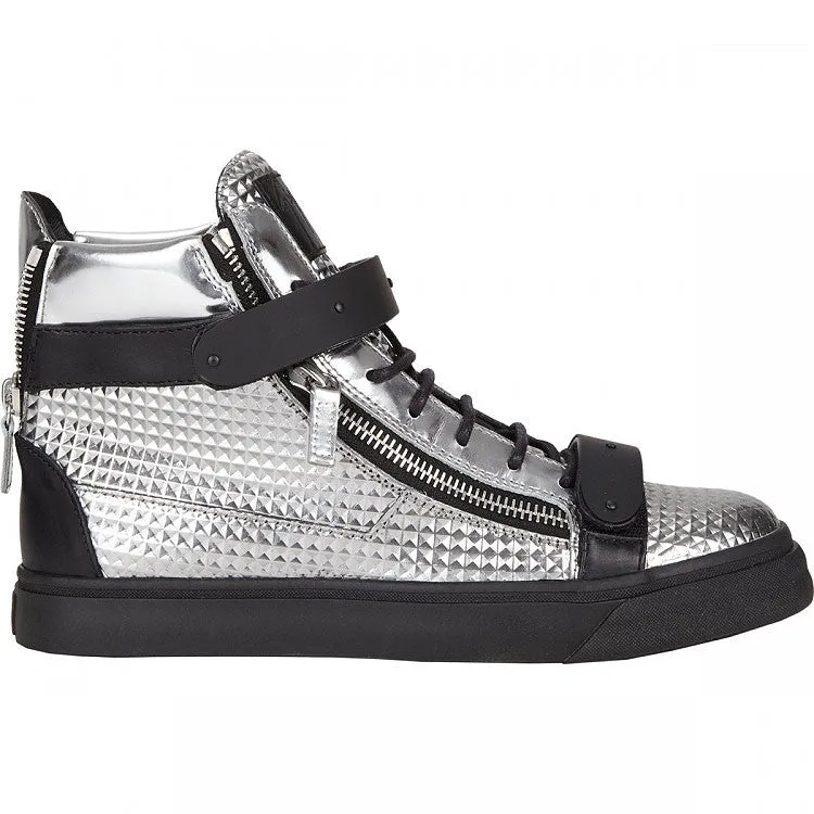 Silver Black High Quality leather sneaker