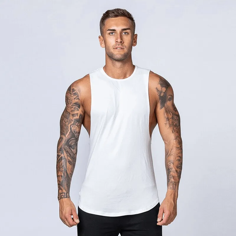 Solid Cotton Fitness Tank Top for Men / Workout Clothes - SF1491