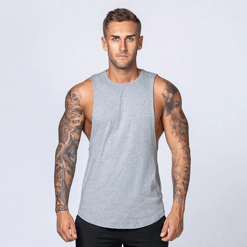 Solid Cotton Fitness Tank Top for Men / Workout Clothes - SF1491