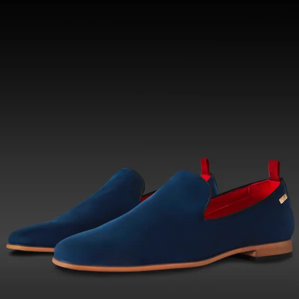 Tayno "Alpha" Navy Blue Vegan Suede Slip-On Loafers