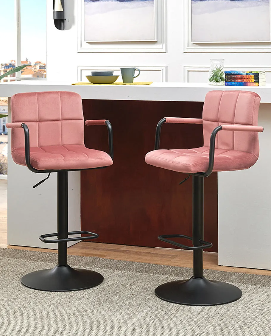 Tri-Valley Velvet Bar Stools Set of 2