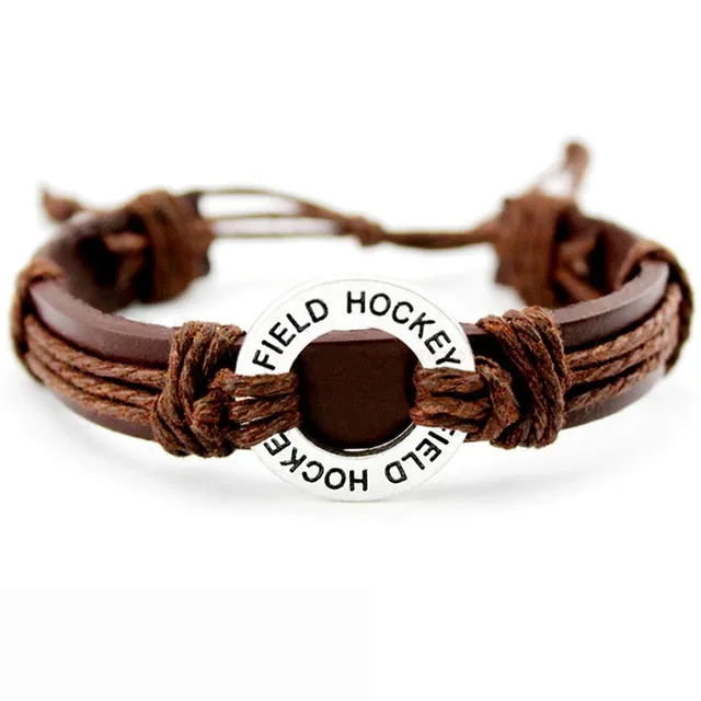 Volleyball Football Soccer Softball Lacrosse Hockey Basketball Calisthenics Charm Leather Bracelets Women Men Unisex Jewelry