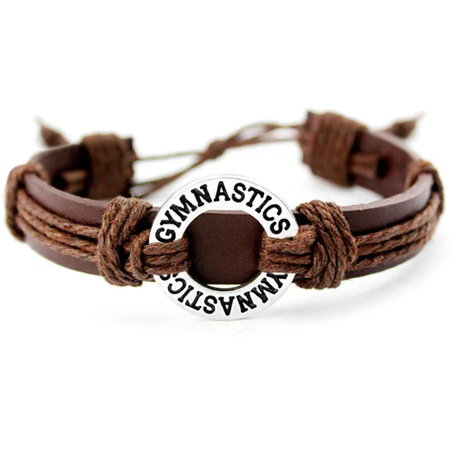 Volleyball Football Soccer Softball Lacrosse Hockey Basketball Calisthenics Charm Leather Bracelets Women Men Unisex Jewelry