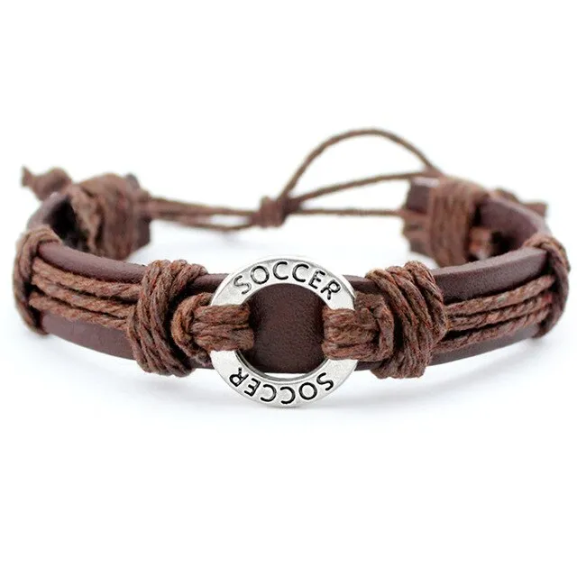 Volleyball Football Soccer Softball Lacrosse Hockey Basketball Calisthenics Charm Leather Bracelets Women Men Unisex Jewelry