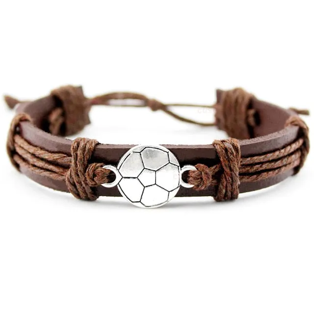 Volleyball Football Soccer Softball Lacrosse Hockey Basketball Calisthenics Charm Leather Bracelets Women Men Unisex Jewelry