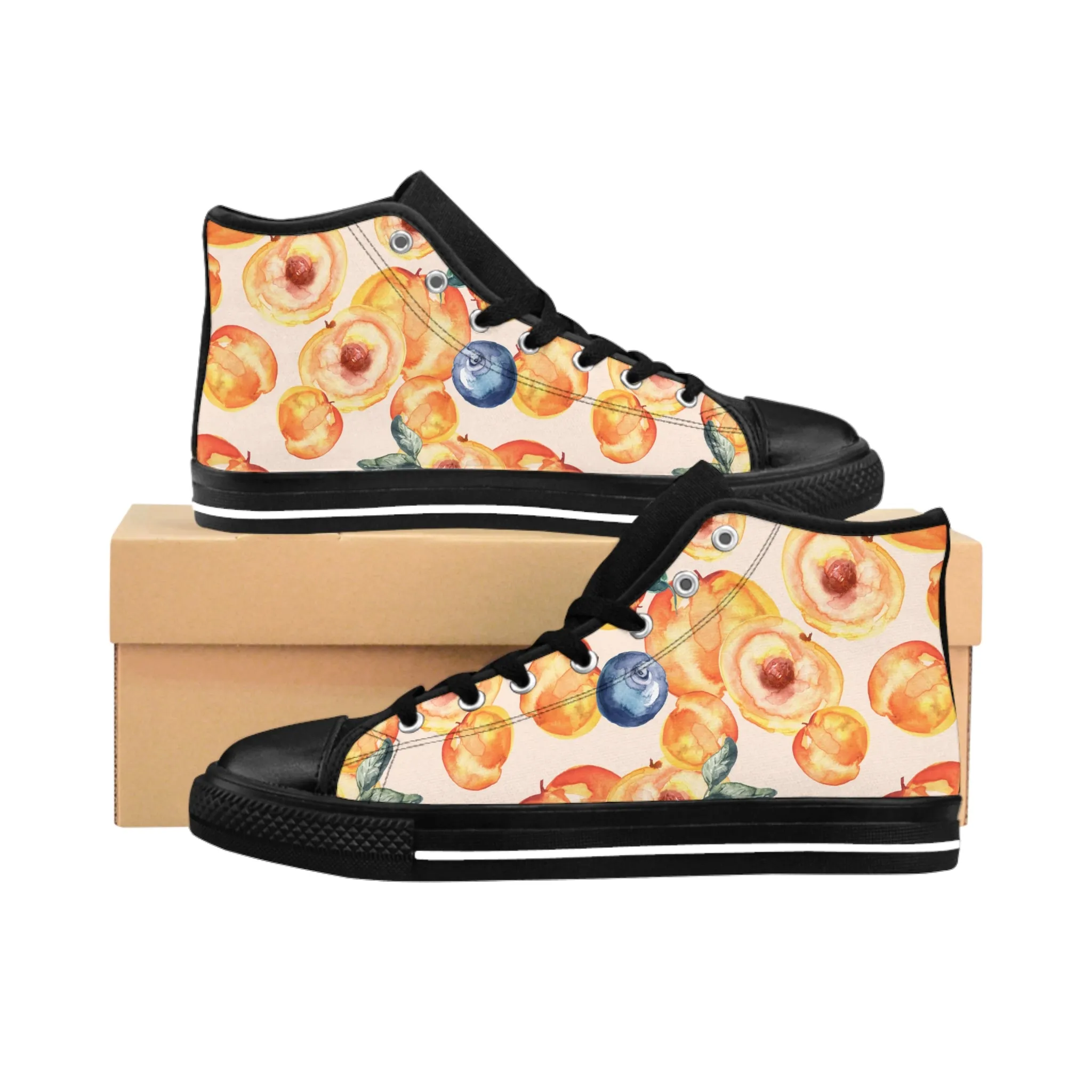 Watercolor Apricot and Plum Men's Classic Sneakers