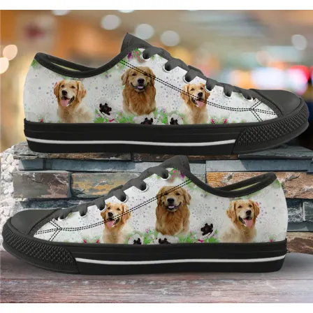 Women Canvas Low Top 3D Dog Print  Shoes