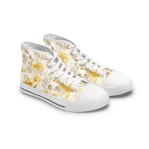 Yellow Flowers Women's High Top Sneakers