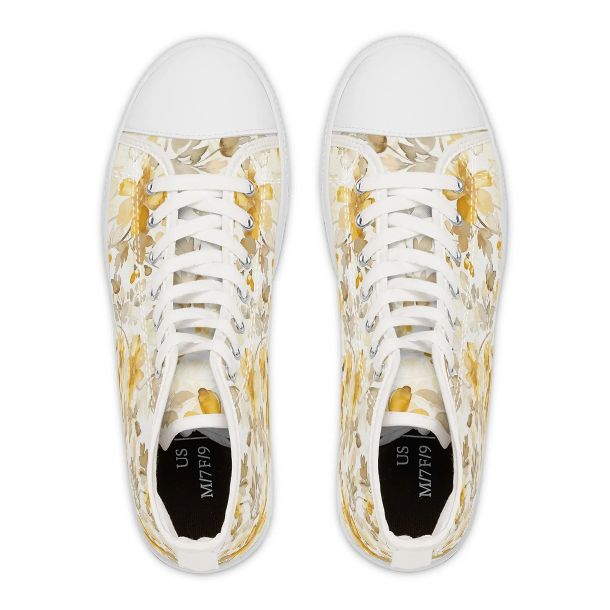 Yellow Flowers Women's High Top Sneakers